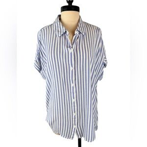 beachlunchlounge Blue and White Striped Button Down Shirt